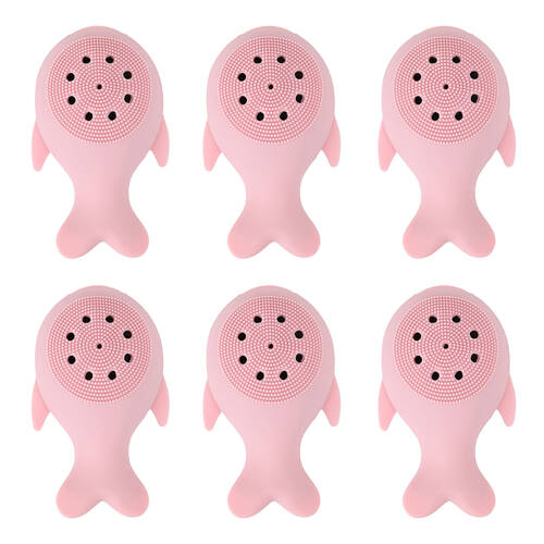 6PK Wicked Sista Whale Cleansing Facial Brush 16x6.5cm - Pink