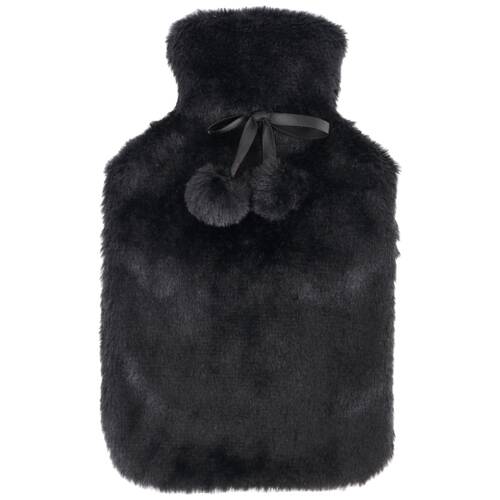 Wicked Sista Hot Water Bottle With Cover Faux Fur - Black