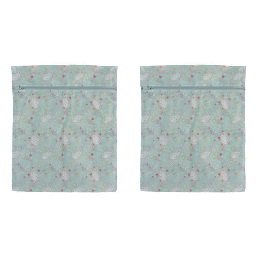 2PK Wicked Sista Floral Paisley Delicate Laundry Mesh Wash Bag w/ Zip Lock 40x50cm