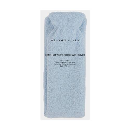 Wicked Sista Long Hot Water Bottle With Cover Textured - Light Blue