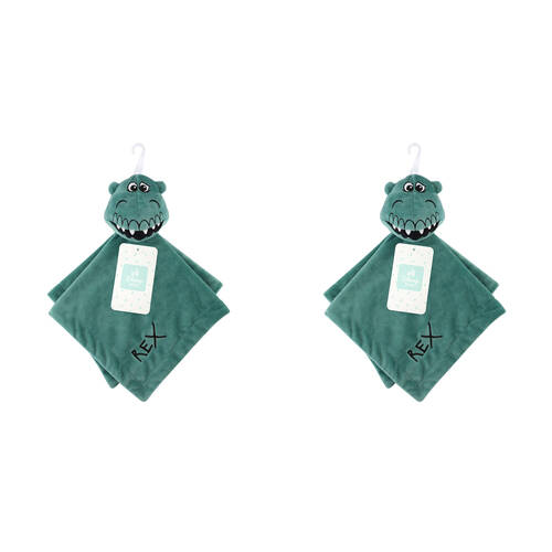 2PK Disney Rex Baby/Kids Polyester Plush Security Comfort Blanket 31x31cm Green
