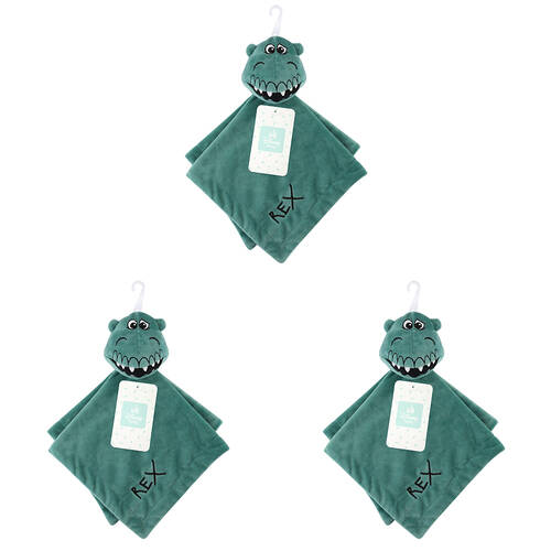 3PK Disney Rex Baby/Kids Polyester Plush Security Comfort Blanket 31x31cm Green