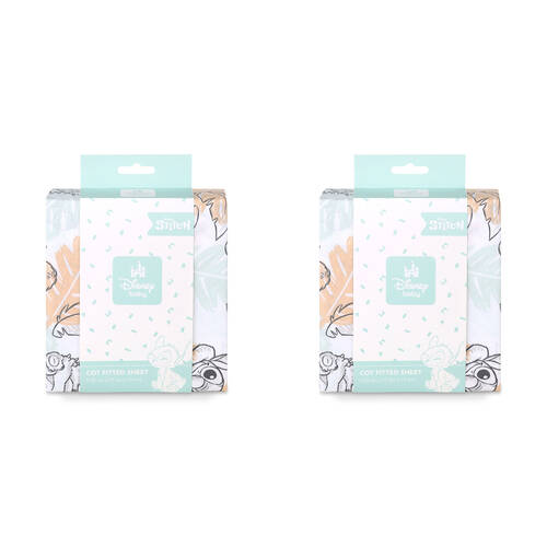 2PK Disney Stitch Baby/Kids Soft Cot Fitted Bedding Sheet 132x77cm