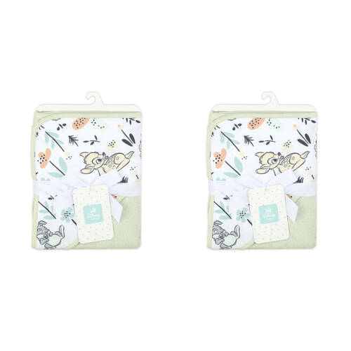 2PK Disney Bambi Baby/Kids Cotton Printed Hooded Towel 76x76cm