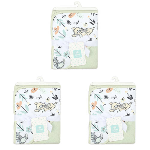 3PK Disney Bambi Baby/Kids Cotton Printed Hooded Towel 76x76cm