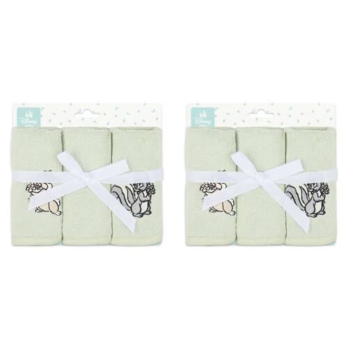 6pc Disney Bambi Baby/Kids Cotton Washers/Washcloth 25x25cm