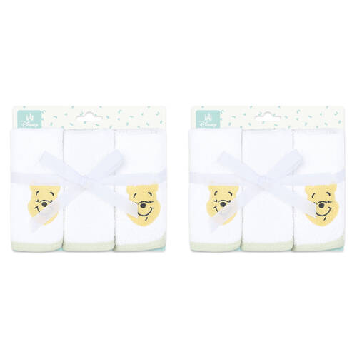6pc Disney Pooh Baby/Kids Cotton Washers/Washcloth 25x25cm