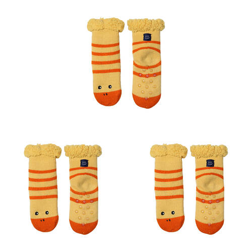 3PK Foote Street Slipper Socks For Toddlers -  Duck - Grey - 12M-24M