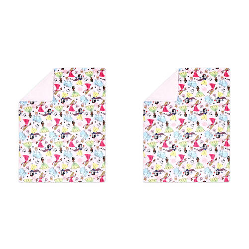2PK Disney Princesses Baby/Kids Polyester Velour Stroller/Pram Blanket 76x101cm