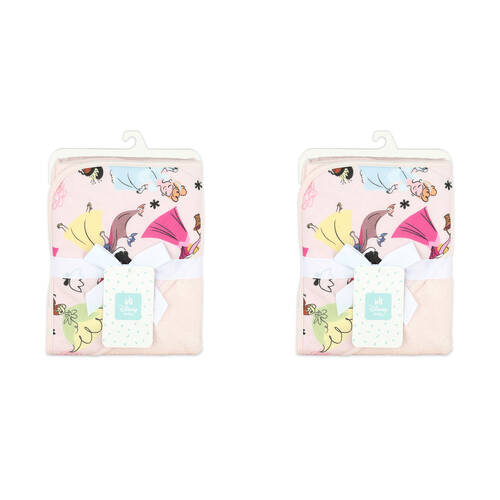 2PK Disney Princesses Baby/Kids Cotton Printed Hooded Towel 76x76cm