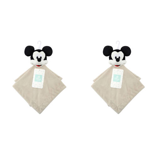 2PK Disney Mickey Baby/Kids Soft Polyester Plush Security Blanket 31x31cm