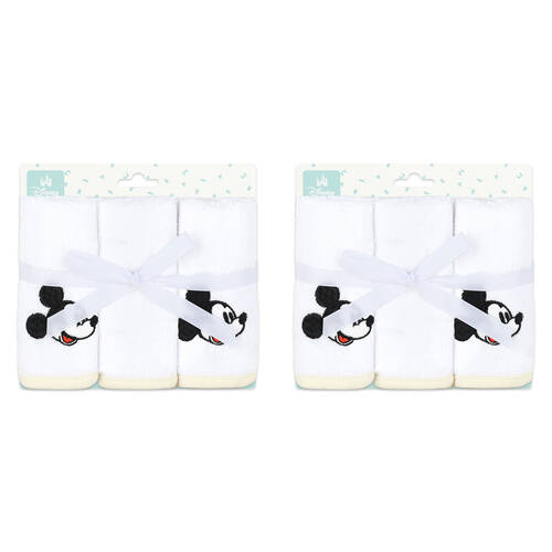 6pc Disney Mickey Baby/Kids Cotton Washers/Washcloth 25x25cm