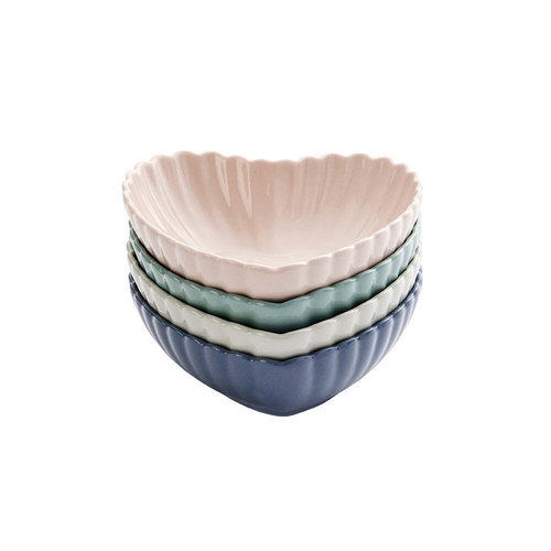 4pc Wiltshire Petite Petal Heart Shaped Everyday Dining Bowls Set