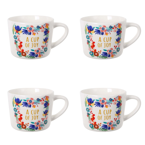 4PK Wiltshire A Cup Of Joy Printed New Bone China Mug 400ml