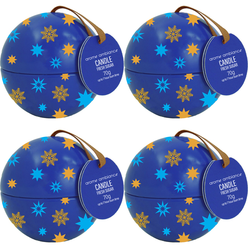 4PK Arome Ambiance Christmas Cheer Bauble Candle - Fresh Sugar 