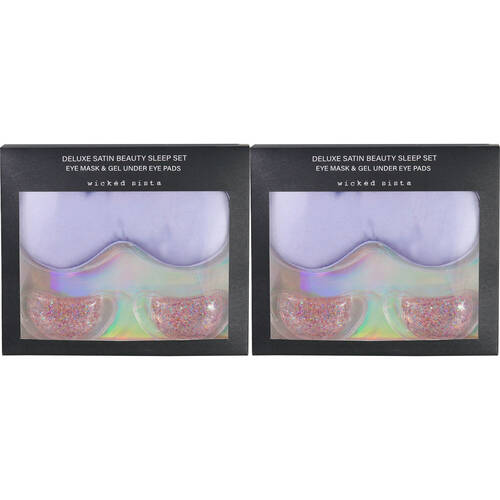 2PK Wicked Sista Deluxe Satin Beauty Sleep Mask & Gel Pads Set - Lilac
