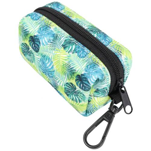 Wicked Pets Poo Bag Holder Fresh Palms with 15 Bags Leash Clip Green
