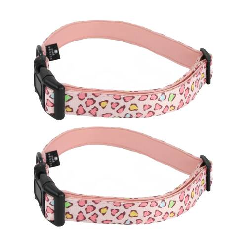 2PK Wicked Pets Collar Animal Print Medium to Large Adjustable D-Ring 41-66cm