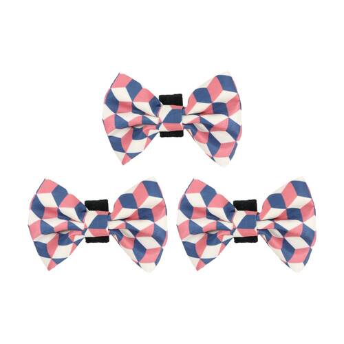 3PK Wicked Pets Bow Tie Geometric Hook and Loop Polyester Dog Collar Multi