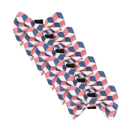 6PK Wicked Pets Bow Tie Geometric Hook and Loop Polyester Dog Collar Multi