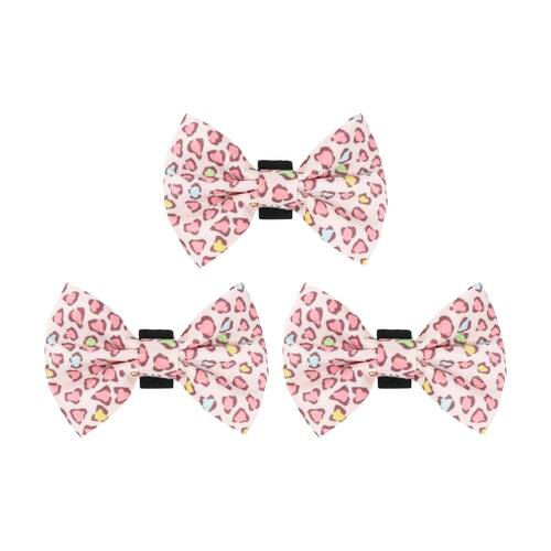 3PK Wicked Pets Bow Tie Animal Print Hook and Loop Polyester Dog Collar Multi
