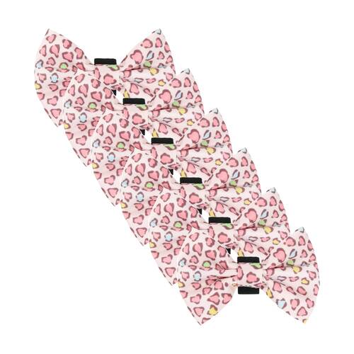 6PK Wicked Pets Bow Tie Animal Print Hook and Loop Polyester Dog Collar Multi