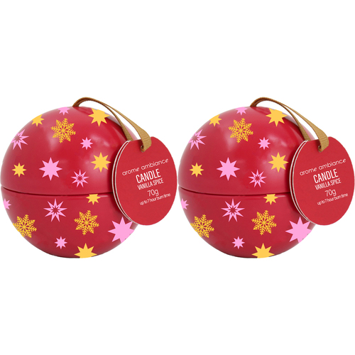 2PK Arome Ambiance Christmas Cheer Bauble Candle - Vanilla Spice