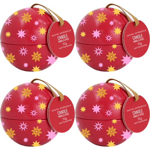 4PK Arome Ambiance Christmas Cheer Bauble Candle - Vanilla Spice