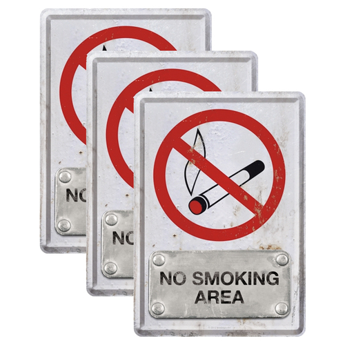 3PK Nostalgic Art Metal Mailing Postcard No Smoking Area 10x14cm