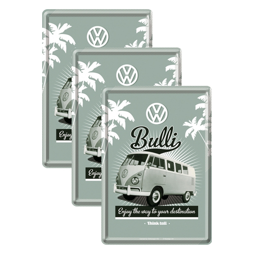 3PK Nostalgic Art Metal Mailing Postcard Volkswagen Bulli 10x14cm  