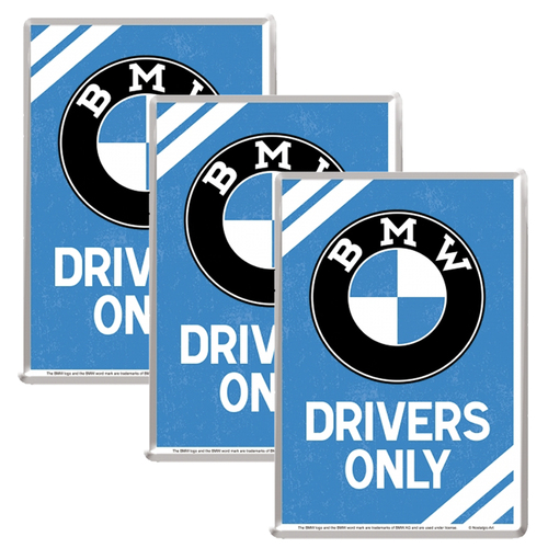3PK Nostalgic Art Metal Mailing Postcard BMW Drivers Only 10x14cm