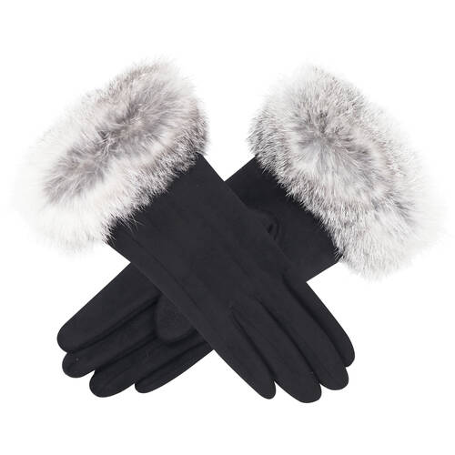 Wicked Sista Tanya Faux Fur Cuff Gloves One Size - Black