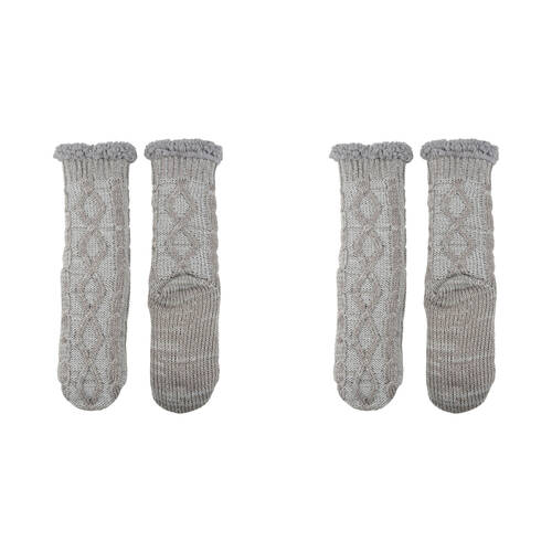2PK Wicked Sista Slipper Socks Classic Knit Non-Slip One Size - Grey