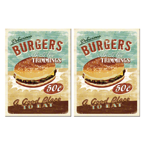 2PK Nostalgic Art Fridge Rectangle Magnet Burgers 6x8cm