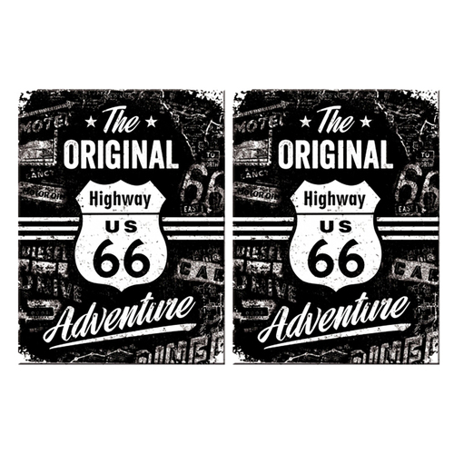 2PK Nostalgic Art Fridge Rectangle Magnet Route 66 Original Adventure 6x8cm