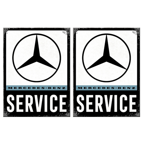 2PK Nostalgic Art Fridge Rectangle Magnet Mercedes Benz Service 6x8cm