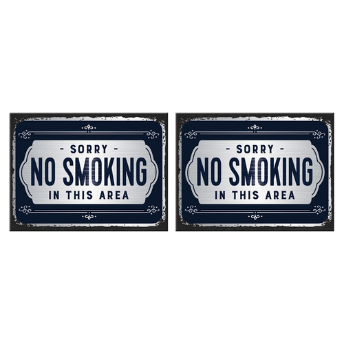 2PK Nostalgic Art Fridge Rectangle Magnet Sorry, No Smoking 6x8cm