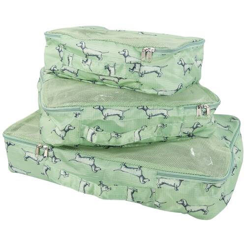 3pc Wicked Sista Packing Cells Trio Vintage Dachshund Small/Med/Large Mesh Bags