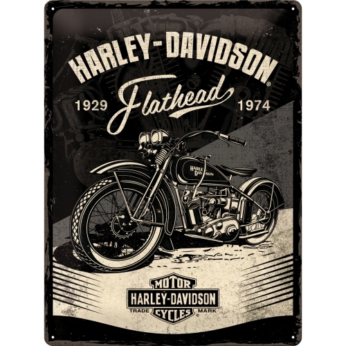 Nostalgic Art Harley-Davidson Flathead 30x40cm Large Metal Tin Sign - Black