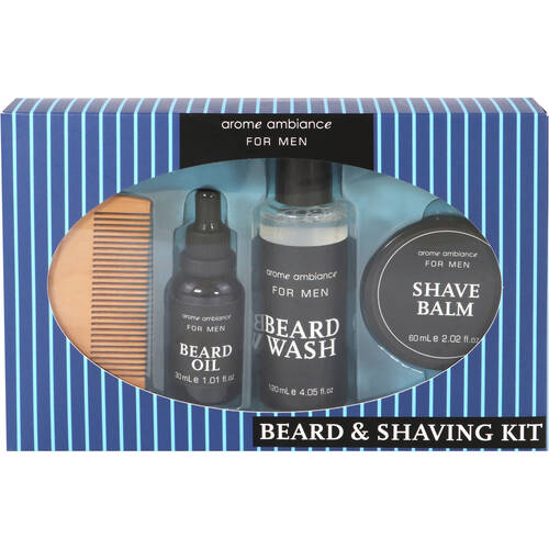 Arome Ambiance Mens Beard & Shaving Kit Beard Oil/Wash/Balm