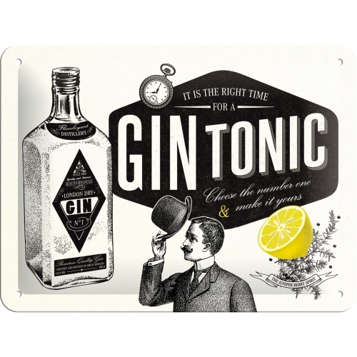 Nostalgic Art 15x20cm Small Wall Hanging Metal Sign Gin Tonic