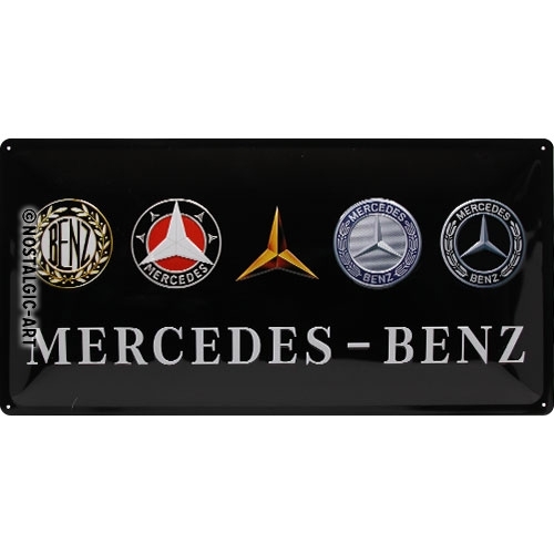 Nostalgic Art Mercedes-Benz Logo Evolution 25x50cm Metal Long Sign