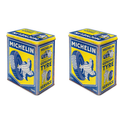 2PK Nostalgic-Art Tin Metal Storage Box Large 14x20cm - Michelin Vintage
