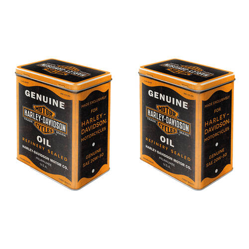 2PK Nostalgic-Art Harley-Davidson Genuine Oil Tin Storage Box/Decoration 10x14x20cm