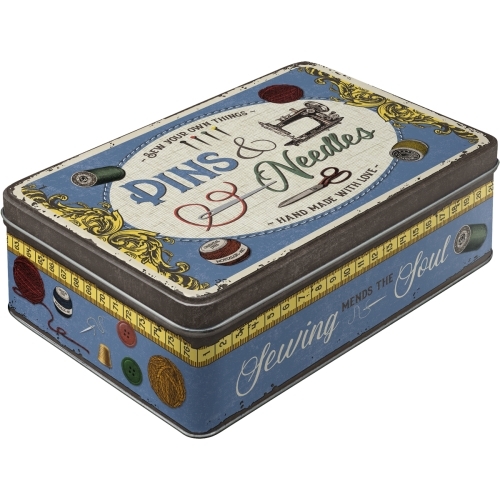 Nostalgic Art 23cm/2.5L Flat Tin Storage Pins & Needles Sewing Box