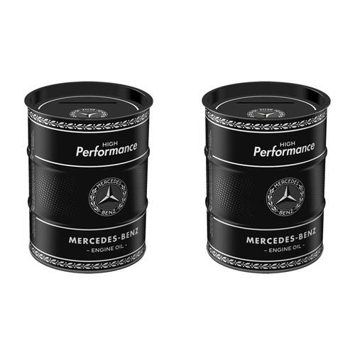 2PK Nostalgic-Art Money Box Oil Barrel 9.3x11.5cm - Mercedes Benz Engine Oil
