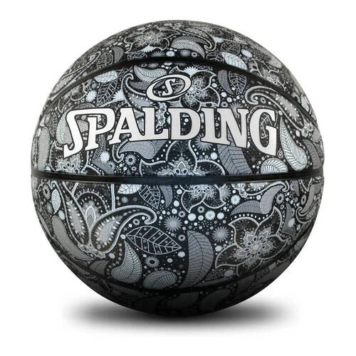 Spalding Paisley Print Outdoor Rubber Basketball Size 5 Black & White