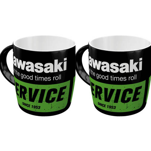2PK Nostalgic-Art Ceramic Mug Kawasaki Service 9x9cm - Black