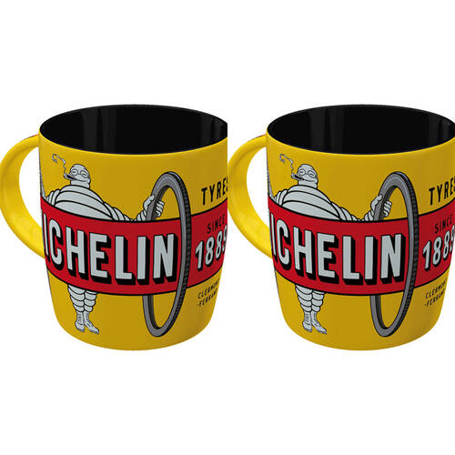 2PK Nostalgic-Art Ceramic Mug Michelin Tyres Bibendum 9x9cm - Yellow
