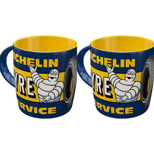 2PK Nostalgic-Art Ceramic Mug Michelin Tyre Service 9x9cm - Blue